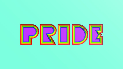 Pride message in multi-colored rainbow stripe with paper stencil effect