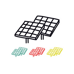 solar panel doodle icon, vector illustration