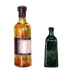 A bottle of oil in watercolors