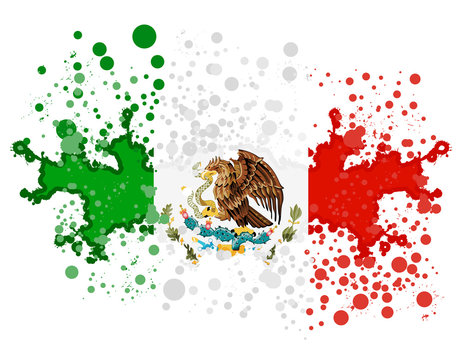 Abstract watercolor splashes flag of Mexico