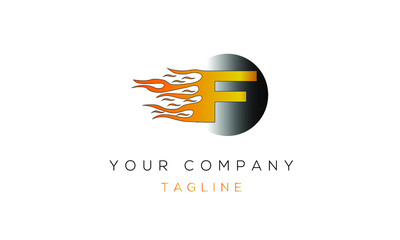 Letter F Logo Design, Letter F With Fire/Flames