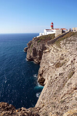 Fototapeta na wymiar lighthouse at Cabo Sao Vicente at the southwestern end of Europe near Sarges 