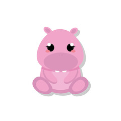 Plakat Isolated cute baby hippopotamus