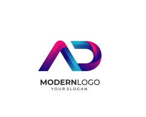 Modern Letter A D AD Logo Design Template