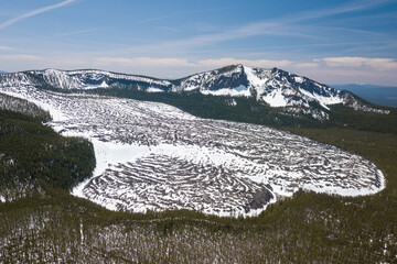 Aerial view of Paulina Peak and big obsidian lava flow
