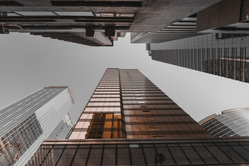 Hong Kong Business Building Closed up; Black and Golden color