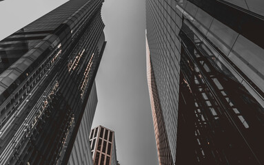 Hong Kong Business Building Closed up; Black and Golden color
