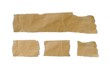 Collection of Recycled paper,crumpled paper,unfolded piece paper on white background