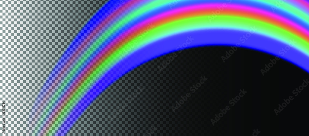 Poster rainbow on transparent background. vector illustration of multicolored beam.
