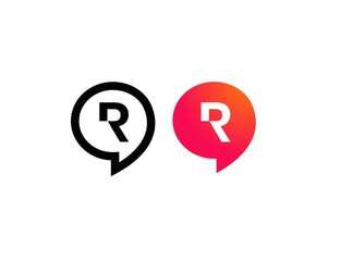 Letter R Chat Talk Logo Design Template Vector 