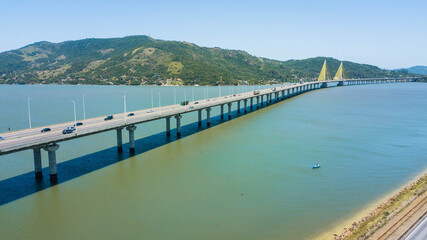 Ponte Anita Garibaldi - Laguna - SC. Aerial view of Anita Garibaldi bridge - Santa Catarina – Brazil © Jair