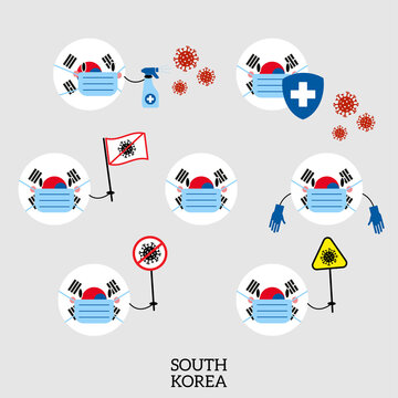 Set of South Korea Country Balls Icons