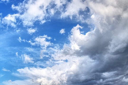 blue sky background with tiny clouds before or after hard raining day. © Ilja