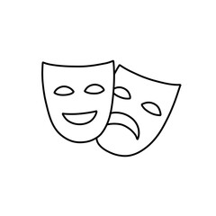 theater masks, mardi gras doodle icon, vector illustration