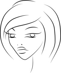Beautiful simple line art doodle girl isolated on white background, can be used for cosmetics, spa, makeup, skincare advertising.