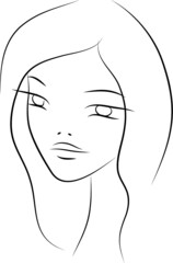 Beautiful simple line art doodle girl isolated on white background, can be used for cosmetics, spa, makeup, skincare advertising.