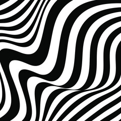 Fototapeta na wymiar Abstract optical art background. Black and white wave stripes isolated. Vector illustration 