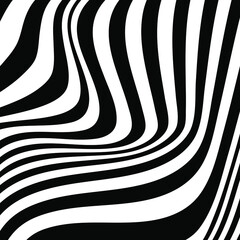 Abstract optical art background. Black and white wave stripes isolated. Vector illustration	