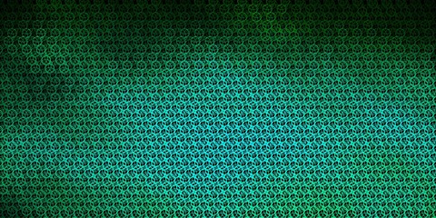 Dark Green vector background with occult symbols.