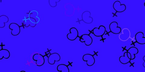 Light Pink, Blue vector background with woman symbols.