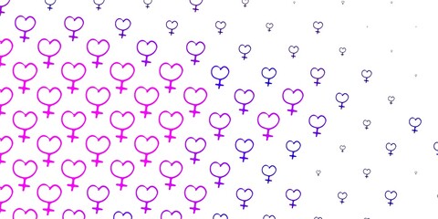 Light Purple vector pattern with feminism elements.