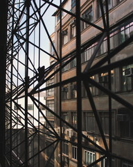 Fototapeta na wymiar Steel structure of Sesc 24 de Maio building in Sao Paulo old town, Brazil