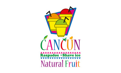 Logo cancun shave ice natural fruit, ideal for soda fountain, ice cream parlors, dessert center