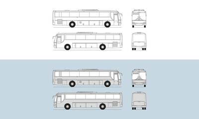 Technical drawing of passenger bus for lettering, ideal for sign makers and graphic designers