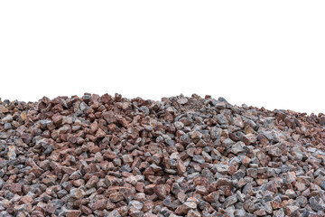 A pile of stone construction materials isolated on white background