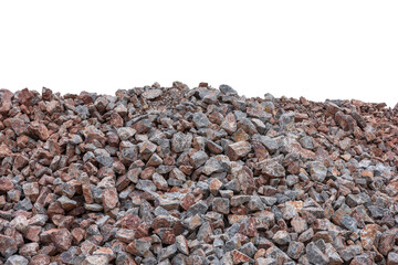 A pile of stone construction materials isolated on white background