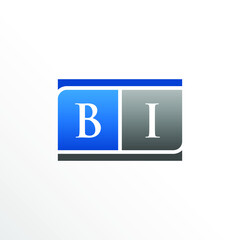 Initial Letter BI Square Logo Design