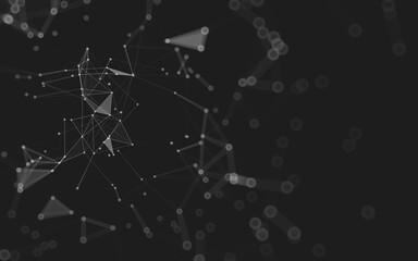 Abstract background. Molecules technology with polygonal shapes, connecting dots and lines. Connection structure. Big data visualization.