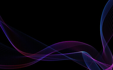 Dark abstract background with a glowing abstract waves