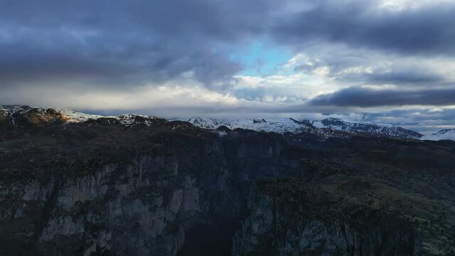 Snowing mountains around Vikos Gorge, Greece