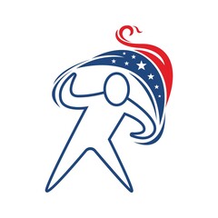 Fourth of July Independence Day. a man with american flag logo Vector illustration