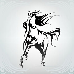 Silhouette of the running horse