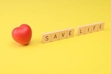 Rubber heart with save life letter 