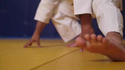 practicing judo in gym martial art