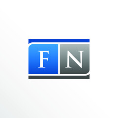 Initial Letter FN Square Logo Design
