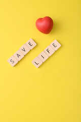 Rubber heart with save life letter 