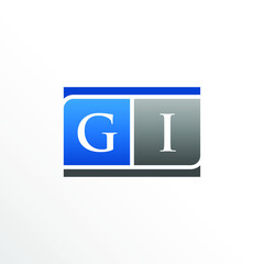 Initial Letter GI Square Logo Design