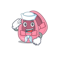 Smiley sailor cartoon character of baby girl shoes wearing white hat and tie