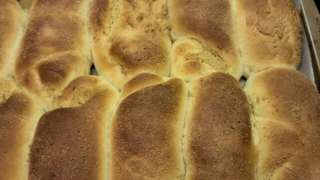 Hot newly baked filipino snack spanish bread