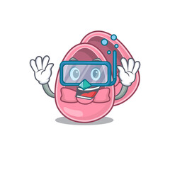 Obraz premium Baby girl shoes mascot design swims with diving glasses