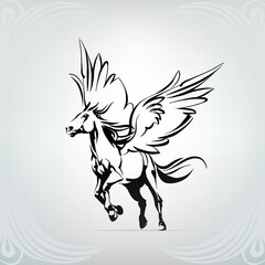 Silhouette of a running pegasus