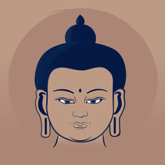 Vector illustration of the Buddha's head. Buddhism, spirituality, yoga.