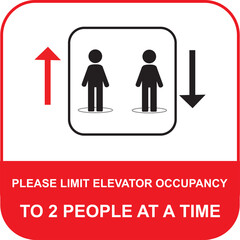 Maximum people allowed in the shop lift or elevator store at one time signage, sign for shops to protect from Coronavirus or Covid-19 vector graphic.