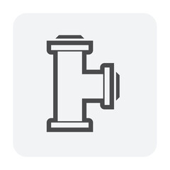 Pipe vector icon. Connection by flange fitting. Part for pipeline construction to transportation water, oil and gas. Also for water supply infrastructure, wastewater treatment, plumbing and irrigation