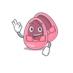 Baby girl shoes mascot design style showing Okay gesture finger
