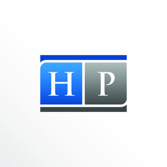 Initial Letter HP Square Logo Design